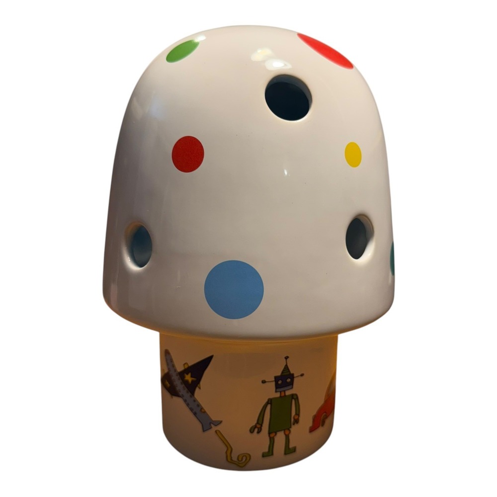MUSHROOM TOADSTOOL LAMP by WHITE RABBIT ENGLAND Ceramic Nightlight Lamp 9" Tall - Picture 6 of 12